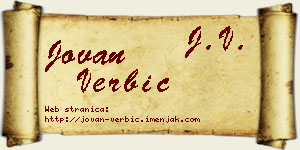 Jovan Verbić vizit kartica
